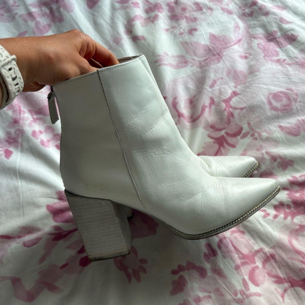 Steve Madden White Ankle Boots
